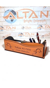 Masa Üstü Ahşap Organizer Set İsimlik