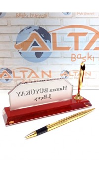  Kalemlikli Tek Kalemli Kristal Masa İsimliği