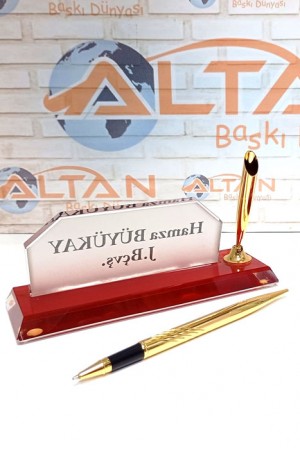  Kalemlikli Tek Kalemli Kristal Masa İsimliği