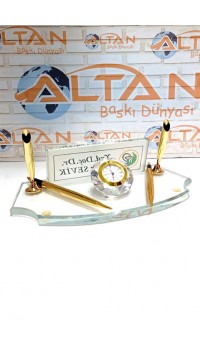 Kırlangıç Şeffaf Kristal Masa İsimliği Seti