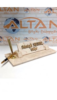 Tek Kalemli Mermer Masa İsimliği Tek Kalemli Mermer Masa İsimliği